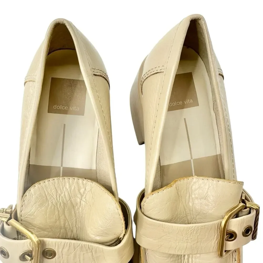 Dolce Vita Crinkle Patent leather yonder block heel loafers in sesame sz 7.5 - Picture 7 of 13